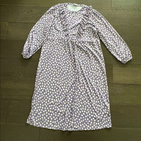 Womens Zara polka dot purple dress with Ruffles, sz Medium - Picture 3 of 11